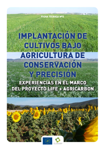 Portada Ficha técnica nº 5. Implantación de cultivos bajo Agricultura de Conservación y precisión. Experiencias en el marco del proyecto LIFE+AGRICARBON